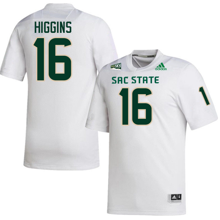 Kaleb Higgins SAC State Jersey,Sacramento State Hornets #16 Kaleb Higgins Jersey-White